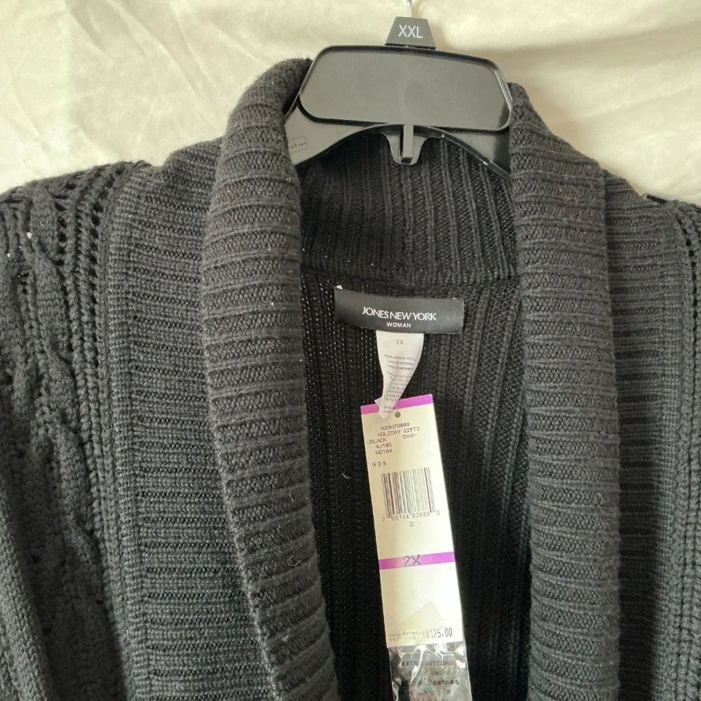 Jones NeW York Collection 100% merino wool open front cardigan/sweater size 2X. - Picture 2 of 12
